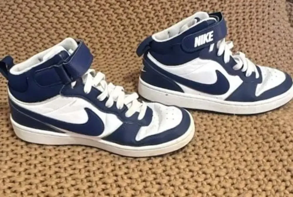 Nike Court Borough Mid 2 GS White Blue Void Signal Blue CD7782-107 Youth Size 7Y